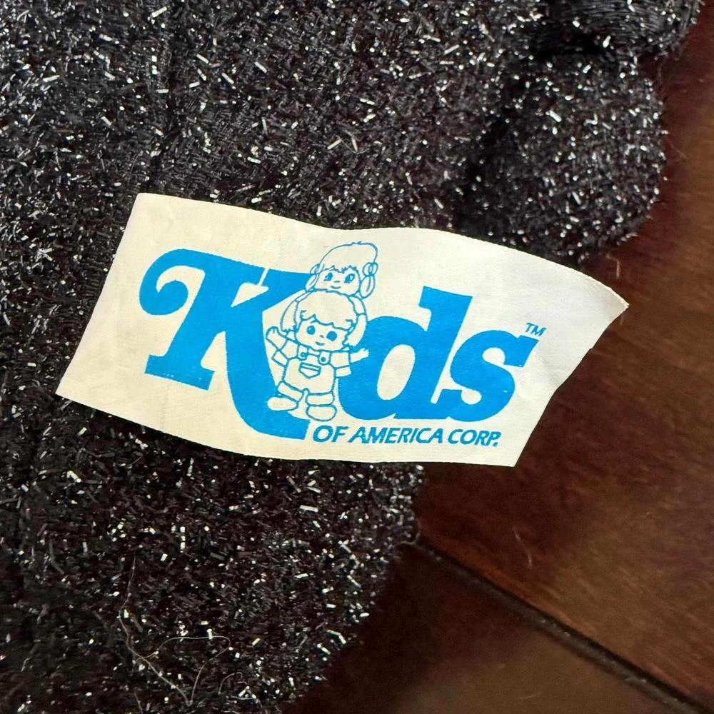 Vtg 2000 Kids of America Corp Halloween Black Cat Trio Sparkle Plush Decor 12